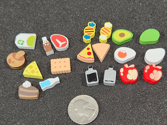 Board game food resource upgrade tokens.