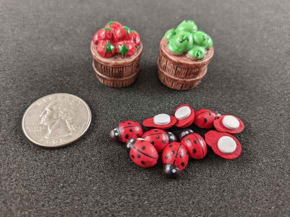 fruit baskets with ladybugs