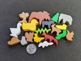 Wooden animal and tree pieces