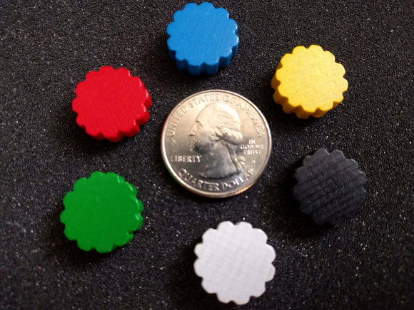 Colored wooden flower tokens