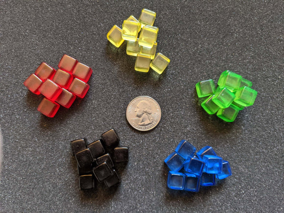5 colors of 10mm plastic cubes